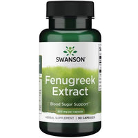 Thumbnail for A bottle of Swanson Fenugreek Extract 500 mg dietary supplement with 90 capsules, advertised for supporting glucose metabolism and sexual function.