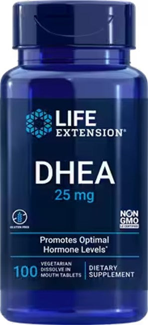DHEA 25 mg 100 comprimidos vegetarianos de dissolução na boca Meio 1 de 3 - frente 2