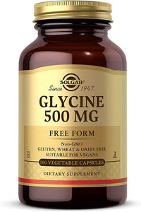 Miniatura de Um frasco de Solgar Glycine 500 mg 100 Cápsulas Vegetais de forma livre.