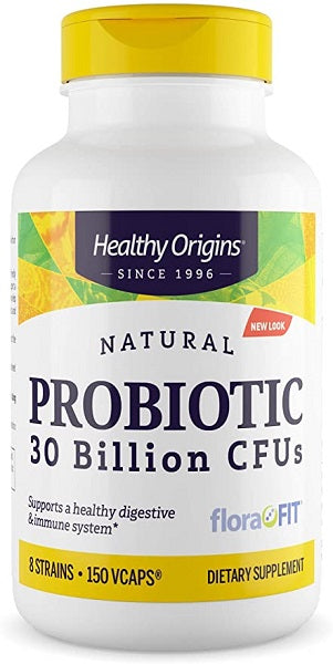 Healthy Origins Probiotic 30 Billion CFU 150 vege capsules apoia um sistema imunitário saudável, promovendo uma flora intestinal equilibrada.