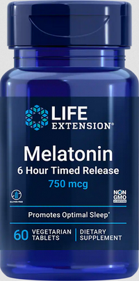 Miniatura de Melatonin 6 Hour Timed Release 750 mcg 60 cápsulas vegetais - frente 2