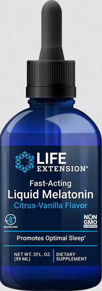 Life Extension Melatonina líquida de ação rápida (Citrus-Vanilla) 59 ml.