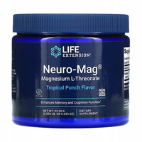 Thumbnail for A 93.35g blue container of Life Extension's Neuro-Mag Magnesium L-Threonate in a tropical punch flavor is marketed as a dietary supplement designed to enhance memory and cognitive function. This non-GMO, gluten-free product effectively supports brain health.