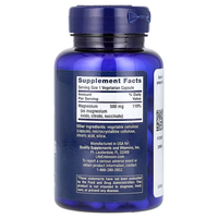 Thumbnail for The Magnesium Caps 500 mg by Life Extension are packaged in a blue bottle and contain 100 vegetarian capsules with supplement facts on the label. These supplements, each containing 500 mg of magnesium, support cardiovascular health and are proudly manufactured in the USA.