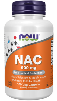 Miniatura de Now Foods N-Acetyl Cysteine 600mg capsules fornece N-Acetyl Cysteine, um poderoso antioxidante que apoia a saúde do fígado.