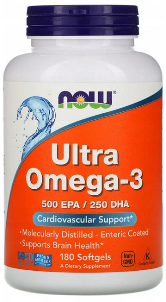 Now Foods Ultra Omega-3 500 mg EPA/250 mg DHA 180 softgel é um suplemento alimentar que fornece dois ómega-3 essenciais, EPA e DHA. Estes ácidos gordos são conhecidos por oferecerem vários benefícios para a saúde, incluindo.