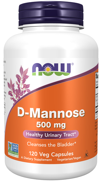 Now Foods D-Mannose 500 mg 120 cápsulas vegetais.