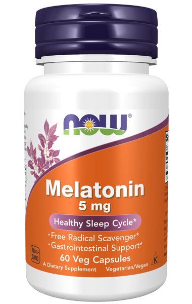 Now Foods Melatonina 5 mg 60 cápsulas vegetais.