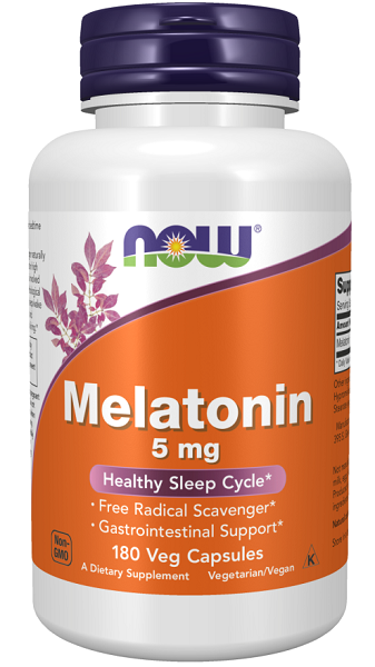 Now Foods Melatonina 5 mg 180 cápsulas vegetais.