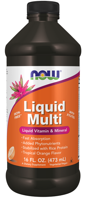 Now foods multi-vitaminas e minerais líquidos.