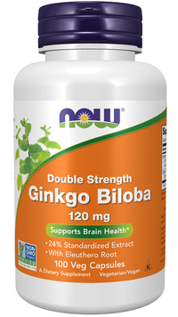 Miniatura de Now Now Foods Extrato de Ginkgo Biloba 24% 120 mg 100 cápsulas vegetais.