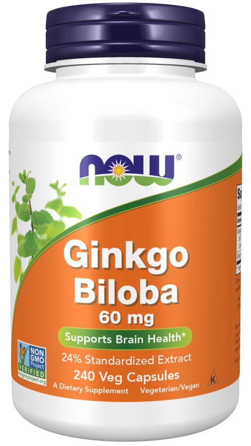 Now Foods Extrato de Ginkgo Biloba 24% 60 mg 240 cápsulas vegetais.