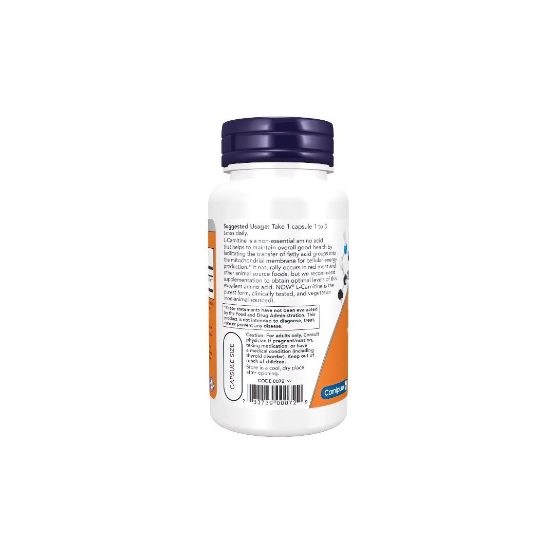 L-Carnitine 500 mg 60 Veg Capsules - back