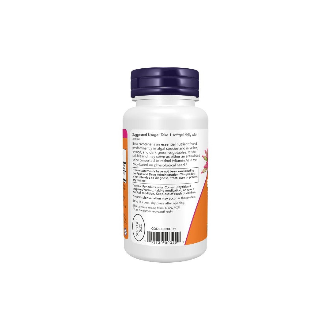 Natural Beta Carotene 7500 mcg 90 Softgels - back