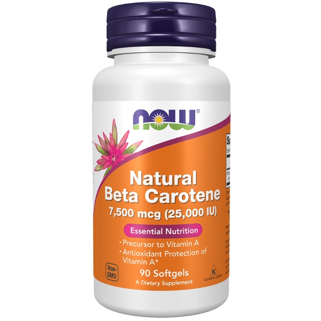 Natural Beta Carotene 7500 mcg 90 Softgels - front