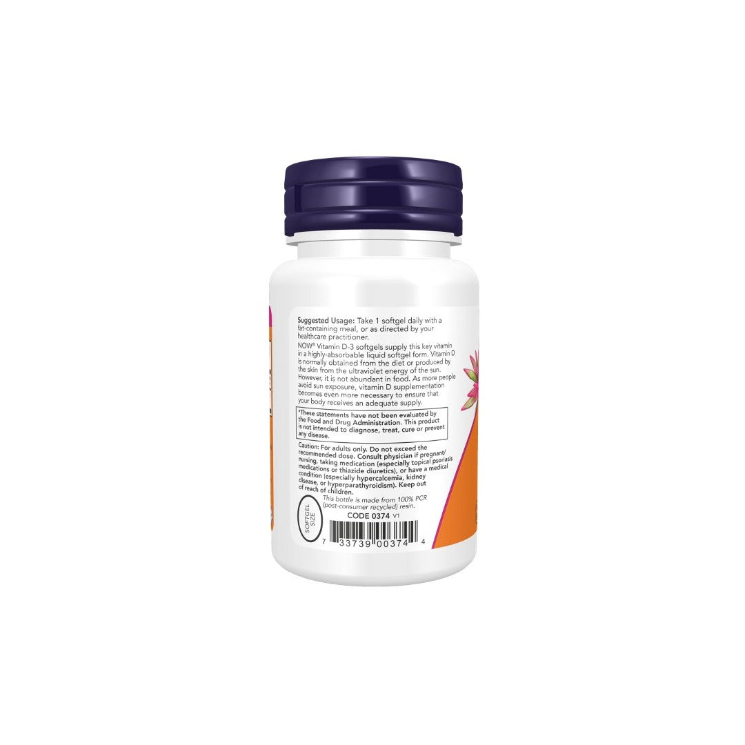 Vitamin D-3 5000 IU 240 Softgels - back