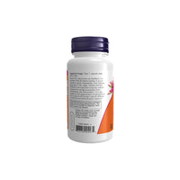 Thumbnail for A white Now Foods supplement bottle displaying the back label with dosage instructions, ingredients list, barcode, and a pink triangle design element including riboflavin (Vitamin B-2) for antioxidant effects.