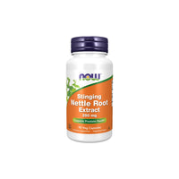 Thumbnail for A bottle of Now Foods Stinging Nettle Root 250 mg, labeled as supporting urinary tract and prostate health with 90 veg capsules.