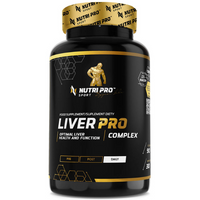 Thumbnail for Nutri Pro Sport's Liver PRO 90 Capsules dietary supplement features a sleek black and gold design, promoting optimal liver health and antioxidant benefits with its daily support formula.