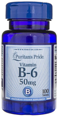 Miniatura para Puritan's Pride Vitamina B-6 Piridoxina 50 mg 100 comprimidos apoia o metabolismo energético e a saúde cardiovascular.