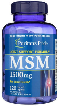 Thumbnail for Puritan's Pride MSM 1500 mg 120 Coated Caplets apoia a saúde das articulações e promove um cabelo saudável.