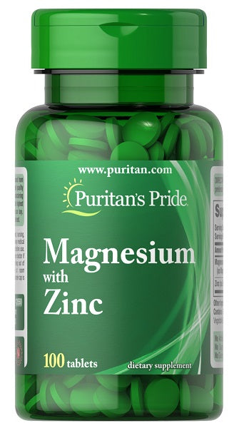 Puritan's Pride Magnésio com Zinco 100 comprimidos.