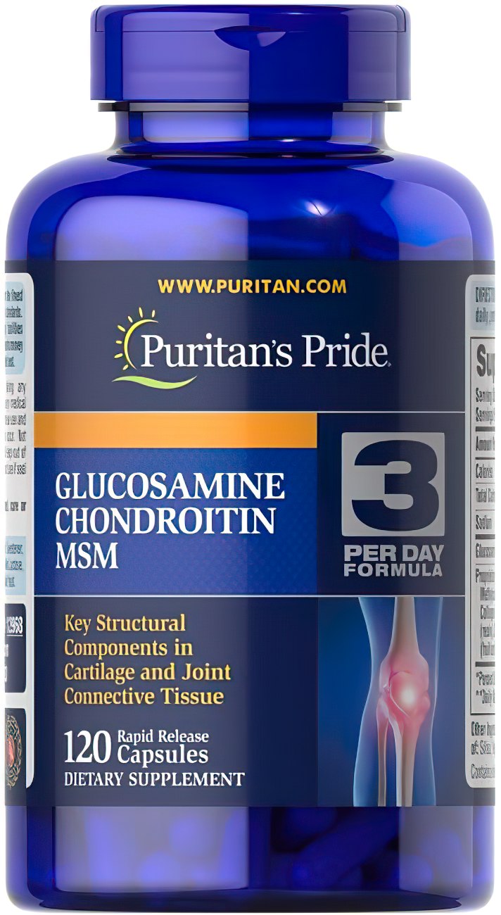 Puritan's Pride Glucosamine Chondroitin MSM 120 cápsulas.