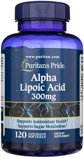 Puritan's Pride Ácido alfa-lipóico - 300 mg 120 cápsulas de gelatina mole.