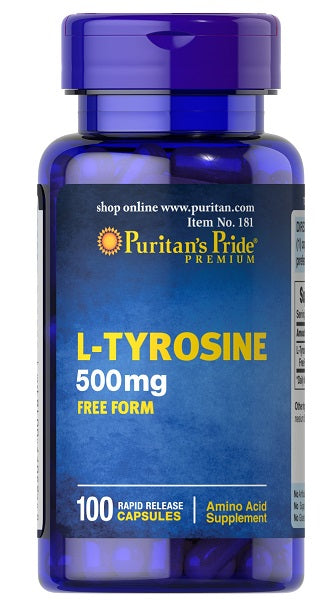 L-Tirosina 500 mg Forma livre 100 Cápsulas de libertação rápida - frente 2