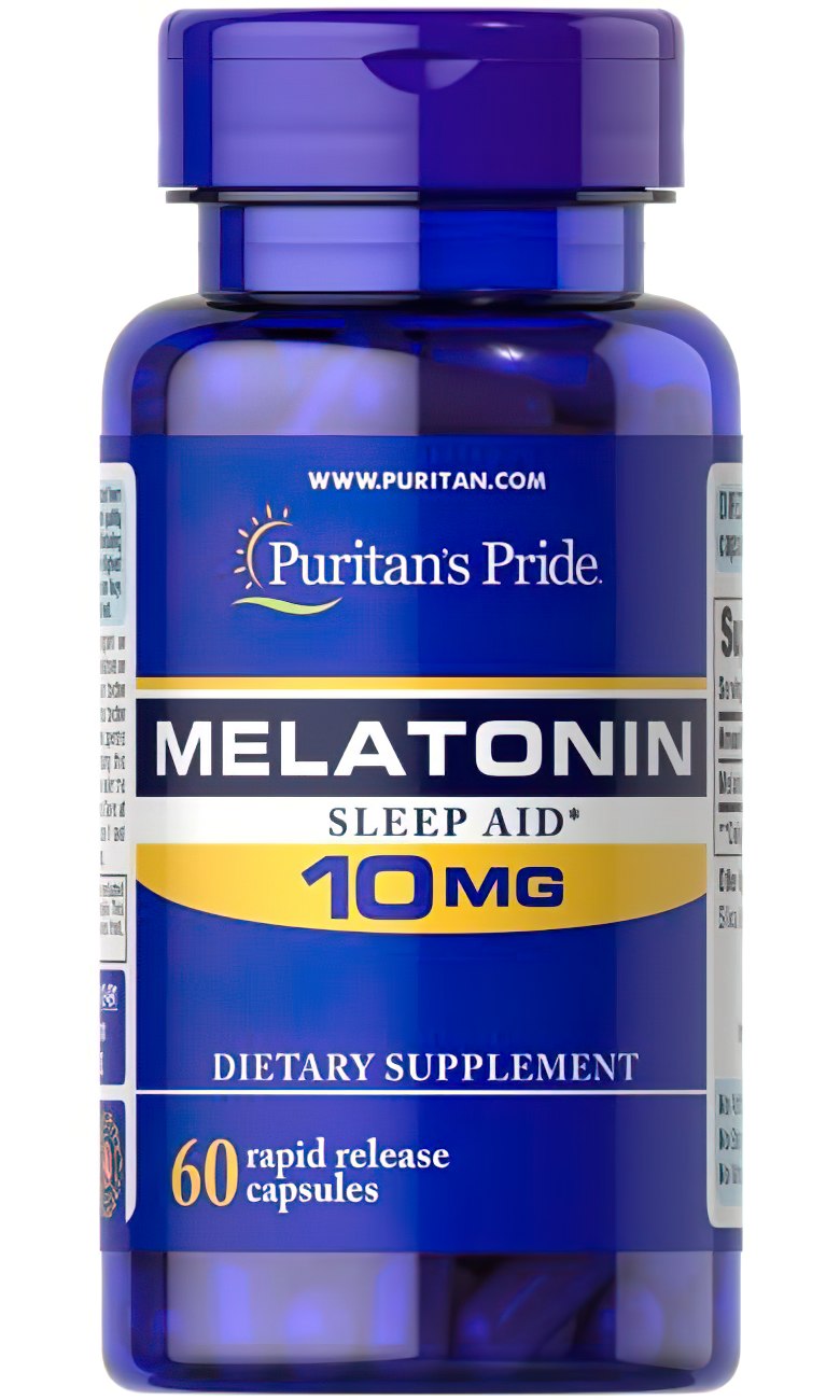 Puritan's Pride Melatonina 10 mg 60 cápsulas de libertação rápida é um auxiliar do sono.