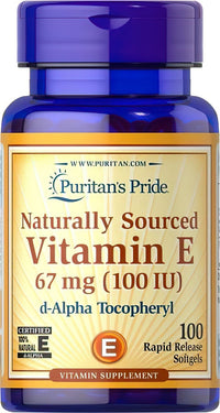 Miniatura de Puritan's Pride Vitamin E 100 IU D-Alpha Tocopherol 100% Naturally 100 Rapid Release Softgels.