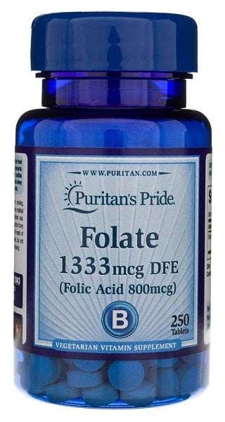 Puritan's Pride Folato 1333mcg (800 mcg de ácido fólico) 250 tab.