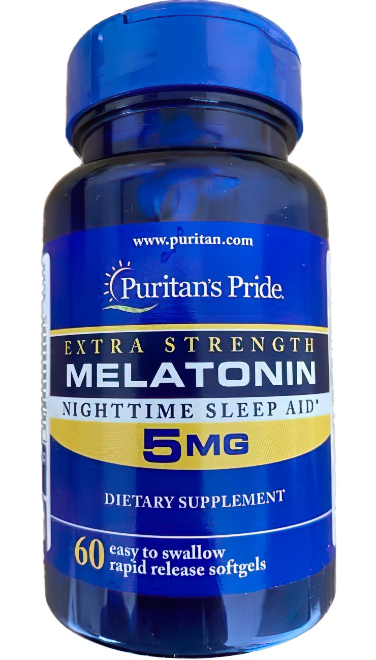 Puritan's Pride Extra Strength Melatonin 5 mg 60 cápsulas de libertação rápida.
