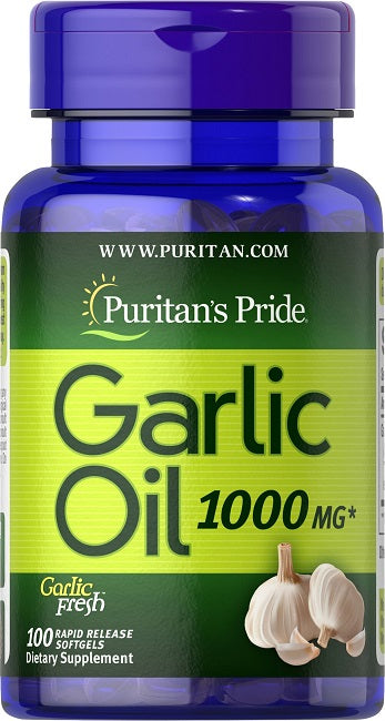 Puritan's Pride Óleo de alho 1000 mg 100 cápsulas de libertação rápida.