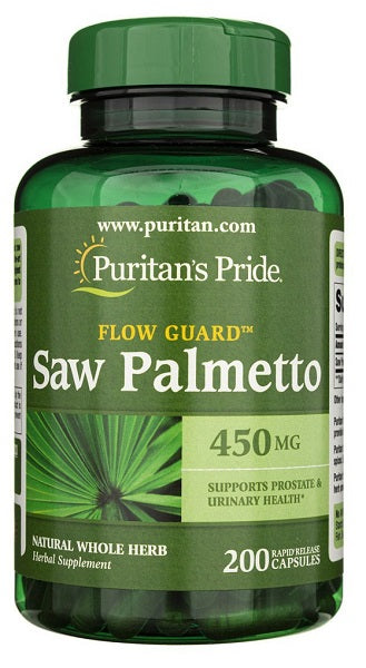 Reforça a saúde da próstata e melhora a função urinária com Puritan's Pride Saw Palmetto 450 mg 200 Rapid Release Capsules.