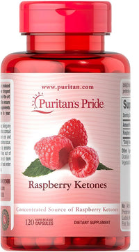 Miniatura de Puritan's Pride Raspberry Ketones 100 mg 120 cápsulas Rapid Realase, um suplemento potente repleto de antioxidantes e concebido para aumentar a perda de peso e o metabolismo.