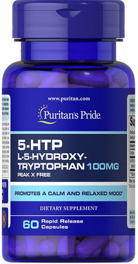 Miniatura de 5-HTP 100 mg 60 cápsulas rápidas - Puritan's Pride.