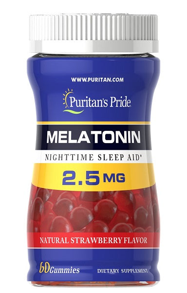 Puritan's Pride Melatonina 2,5 mg 60 Gummies Sabor a Morango ajuda-te a dormir.