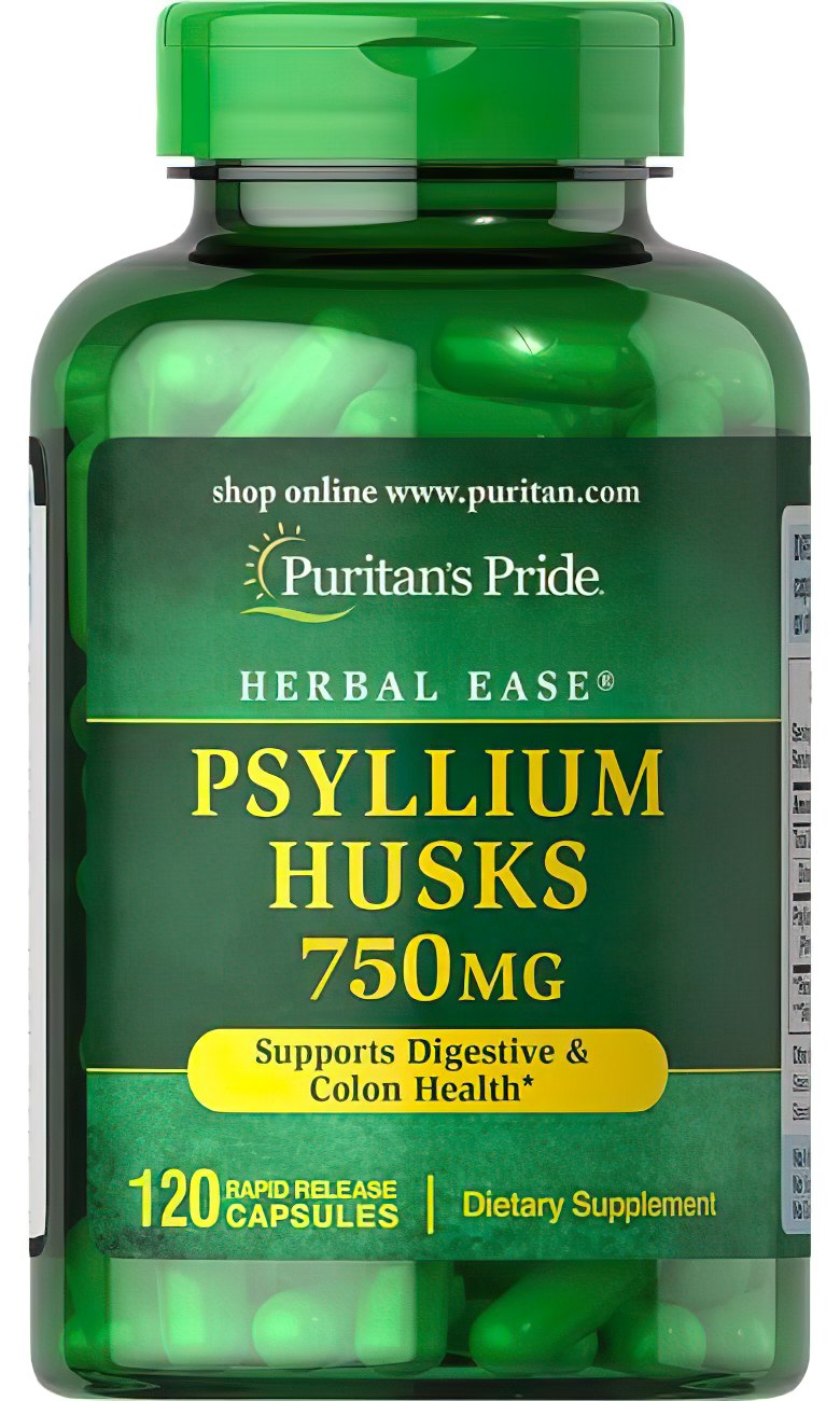 Puritan's Pride Psyllium Husks 750 mg 120 Rapid Release Capsules - um poderoso desintoxicante para o sistema digestivo.