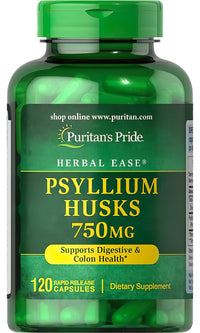 Miniatura de Puritan's Pride Psyllium Husks 750 mg 120 Rapid Release Capsules - um poderoso desintoxicante para o sistema digestivo.