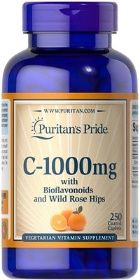 Thumbnail for Puritan's Pride Vitamin C-1000 mg with Bioflavonoids & Rose Hips 250 Caplets.