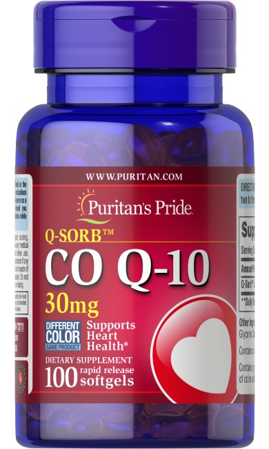 Puritan's Pride oferece Q-SORB™ Co Q-10 30 mg 100 cápsulas de libertação rápida, um suplemento que apoia os níveis de resistência e de energia.