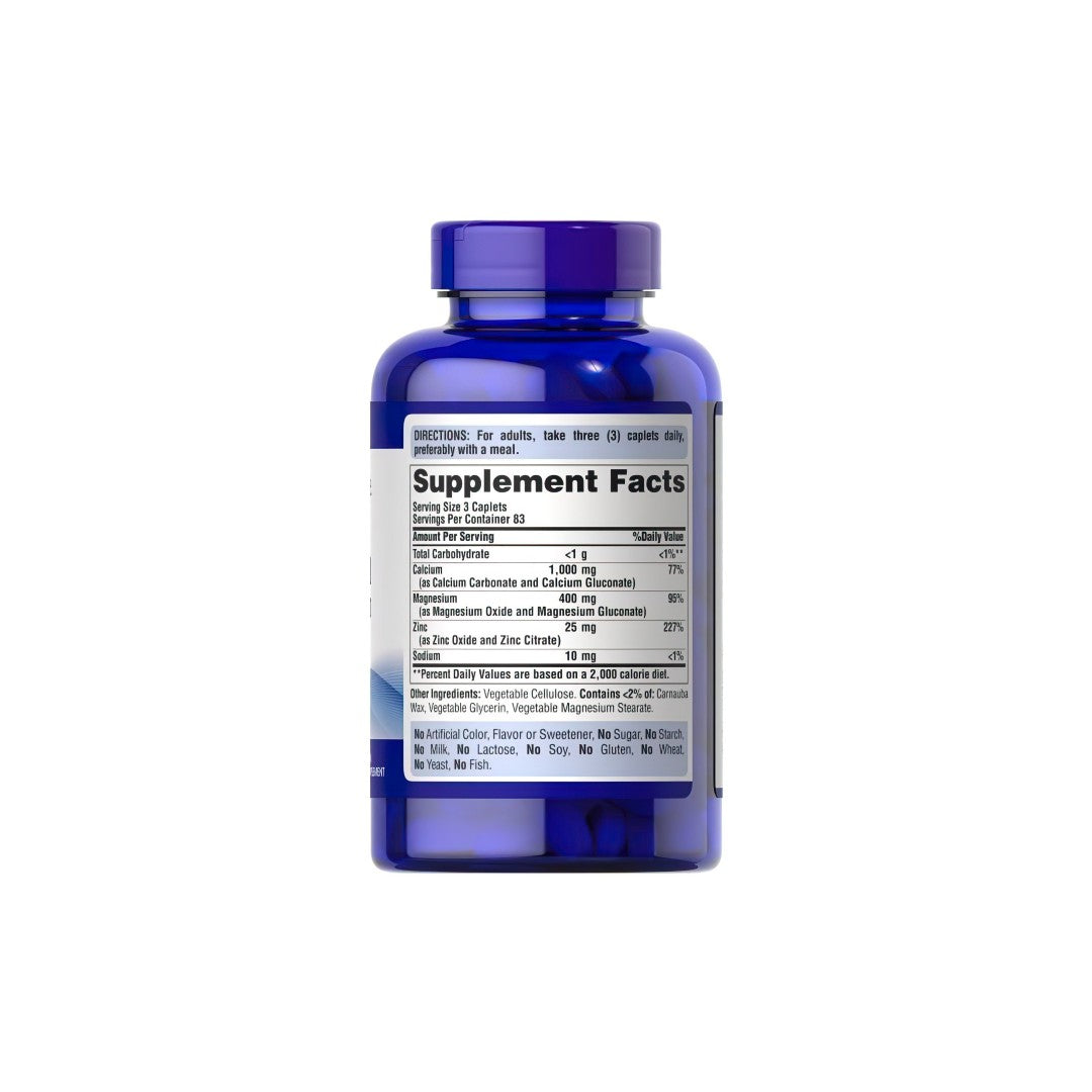 Chelated Calcium Magnesium Zinc 250 cápsulas revestidas - factos do suplemento