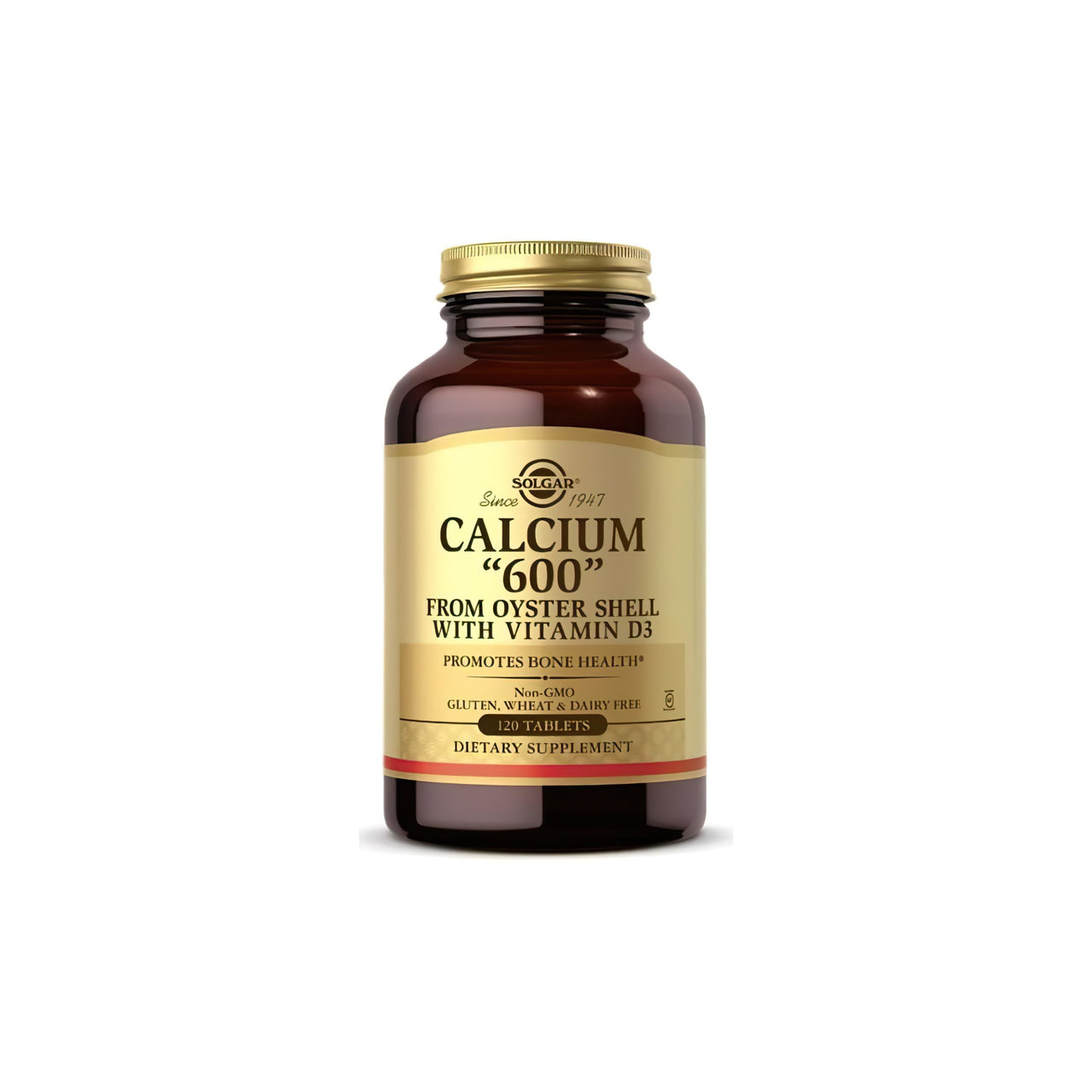Solgar Cálcio "600" 120 comprimidos (de concha de ostra com vitamina D3).