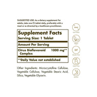 Miniatura de um rótulo que mostra os ingredientes do suplemento Citrus Bioflavonoid Complex 1000 mg Tablets de Solgar.