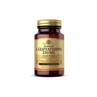 Miniatura de um frasco de Solgar Reduced L-Glutathione 250mg capsules, um suplemento antioxidante.