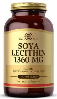 Thumbnail for Solgar Soya Lecithin 1360 mg 100 Softgels can support brain and nervous system health, aiding in concentration and memory.