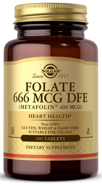 Miniatura de Um frasco de FOLATE 666 MCG DFE (METAFOLIN® 400 MCG) 100 TAB por Solgar.