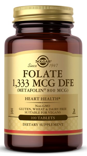 Solgar Folato 1.333 mcg DFE (Metafolina 800 mcg) 100 comprimidos defef.