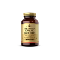 Thumbnail for A bottle of Solgar Vitamin C 1000 mg with Rose Hips contains 100 tablets. It is labeled for antioxidant and immune support and is free from gluten, wheat, and dairy.